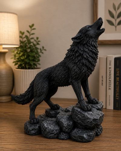 Majestic howling wolf - wolf, statue