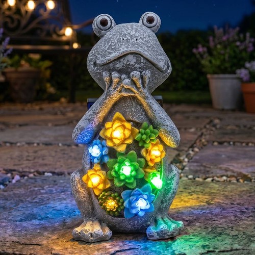 Frog garden solar - solar, statue