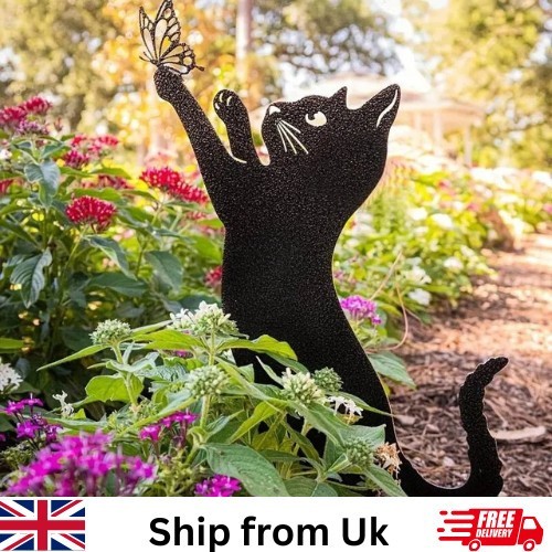 Metal cat garden - garden, stake