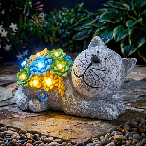 Garden cat statue - garden,