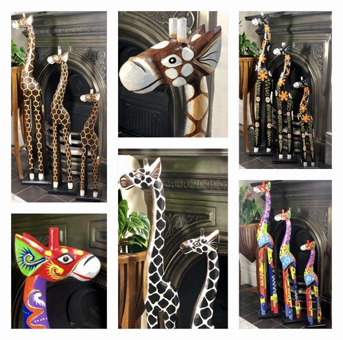 Wooden giraffe statue 100cm - giraffe,