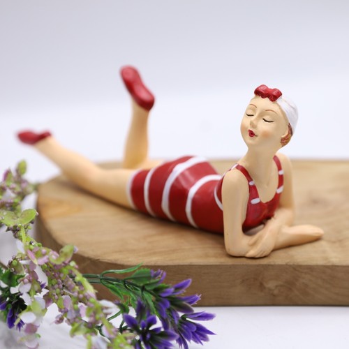 Bathing lady ornament red - bathing,