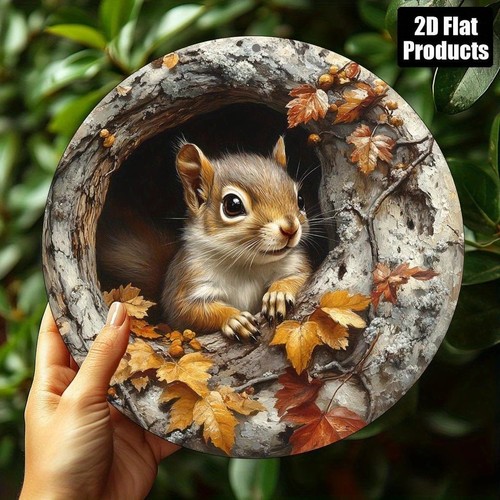 Squirrel garden plaque wooden - plaque,