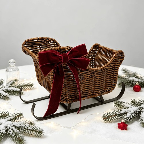 Christmas rattan sleigh - christmas,