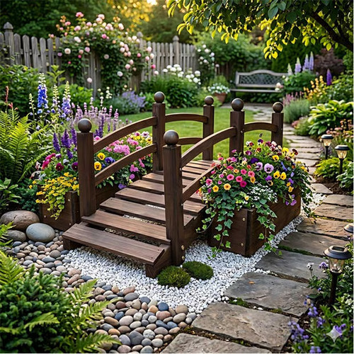 Wooden planter bridge garden - bridge,