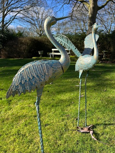 Metal blue heron - metal, garden