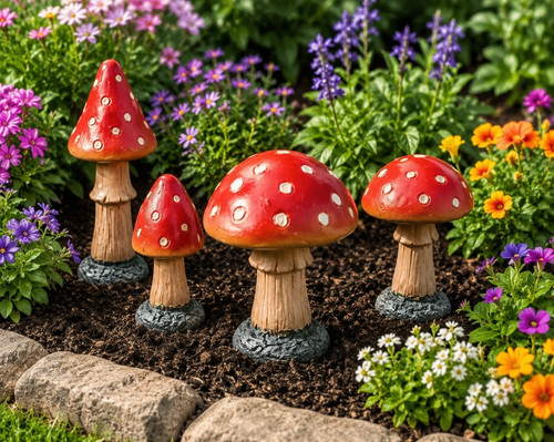 Garden toadstool ornament - ornament, set