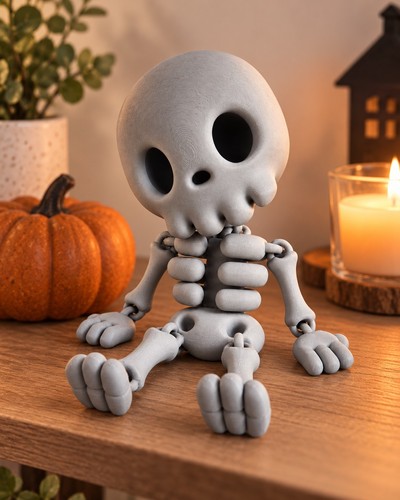 Grey sitting skeleton - grey,