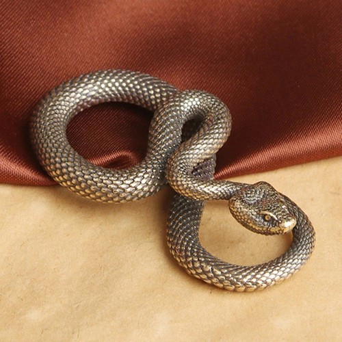 Vintage brass snake figurine - brass,