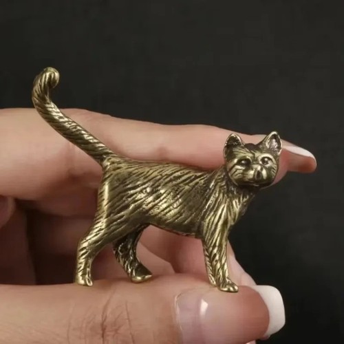 Retro brass cat ornament long - cat,