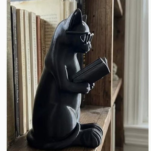 Reading cat ornament book - ornament,