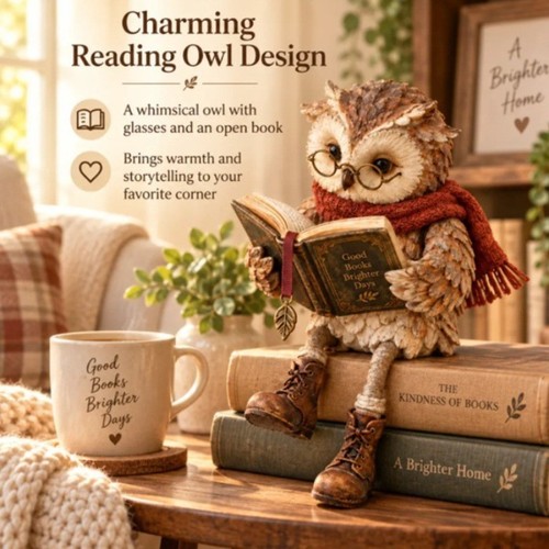 Reading owl figurine cute - figurine,