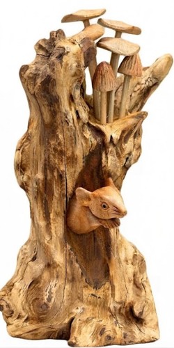 Autumn decor wooden mushroom - decor,