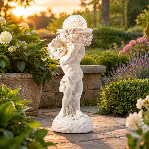 Solar powered cherub garden - cherub,