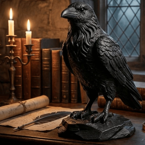 Gothic raven skull ornament - raven,