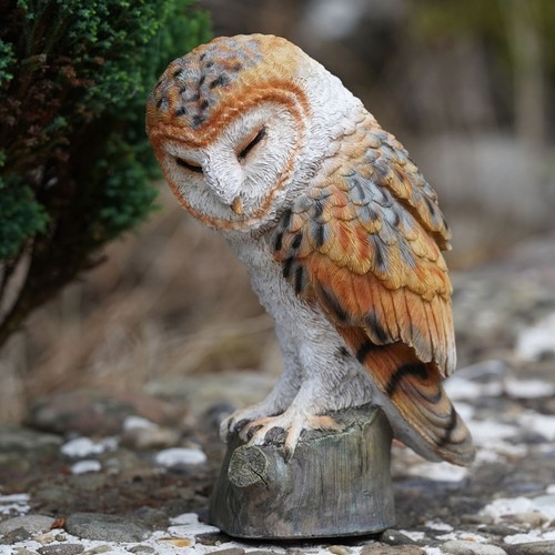 Barn owl resin sculpture home - resin,