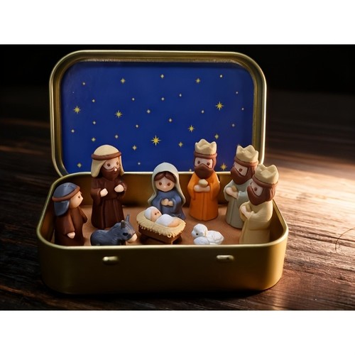 Christmas nativity set - nativity, tin