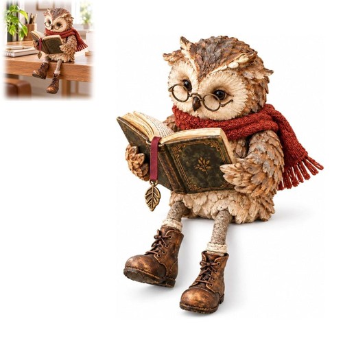 Reading owl figurine - owl, cute