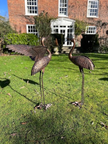 Metal copper heron - heron, garden