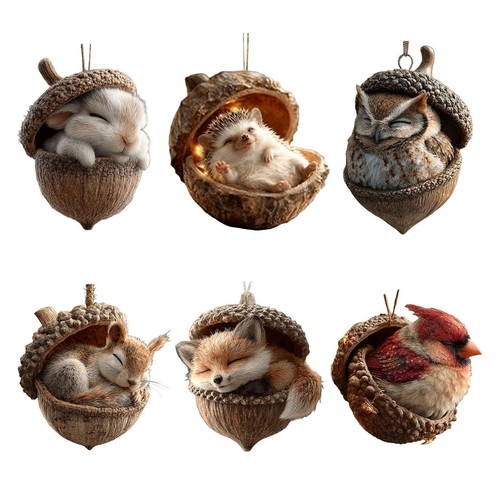 6pcs forest animal acorn - 6pcs,