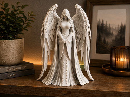 Hooded guardian angel statue - angel,