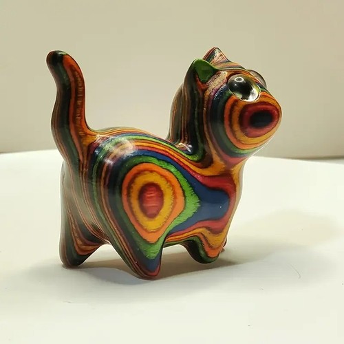 Wooden cat statue - statue, colourful