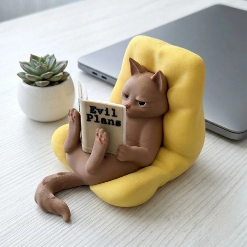 Reading cat figurine funny - reading,