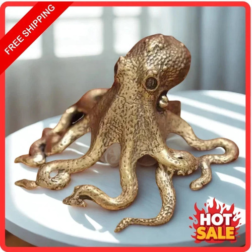 Brass octopus figurine statue - figurine,