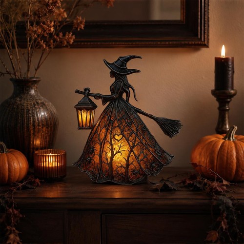 Halloween resin witch - witch, lamp
